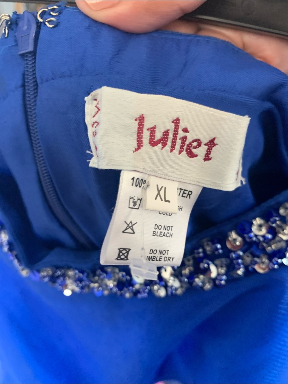 Royal Blue Layered Tulle Skater Skirt with Embellished Waist - Picture 2 of 5